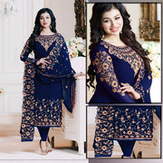 Stylish Neck Embroidered Kameez Shalwar