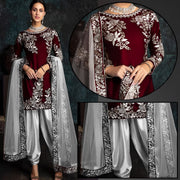 Silk Patyala Embroidered Suit