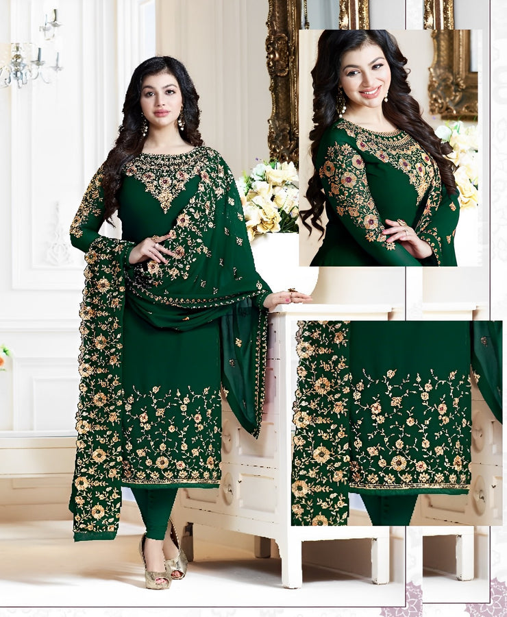 Stylish Neck Embroidered Kameez Shalwar