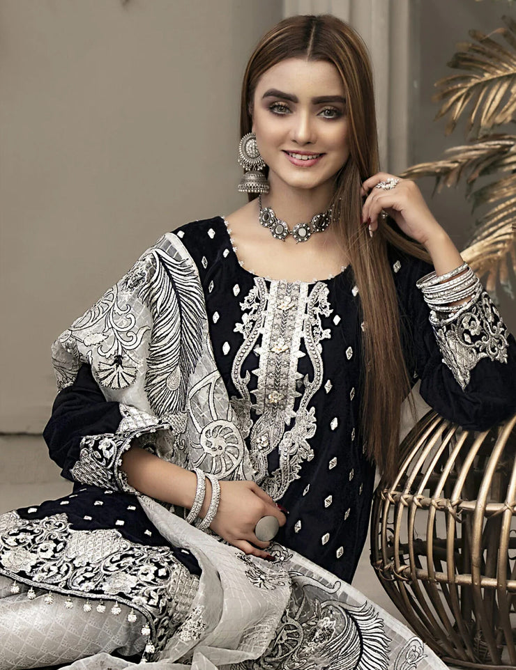 Black & White Embroidered Suit